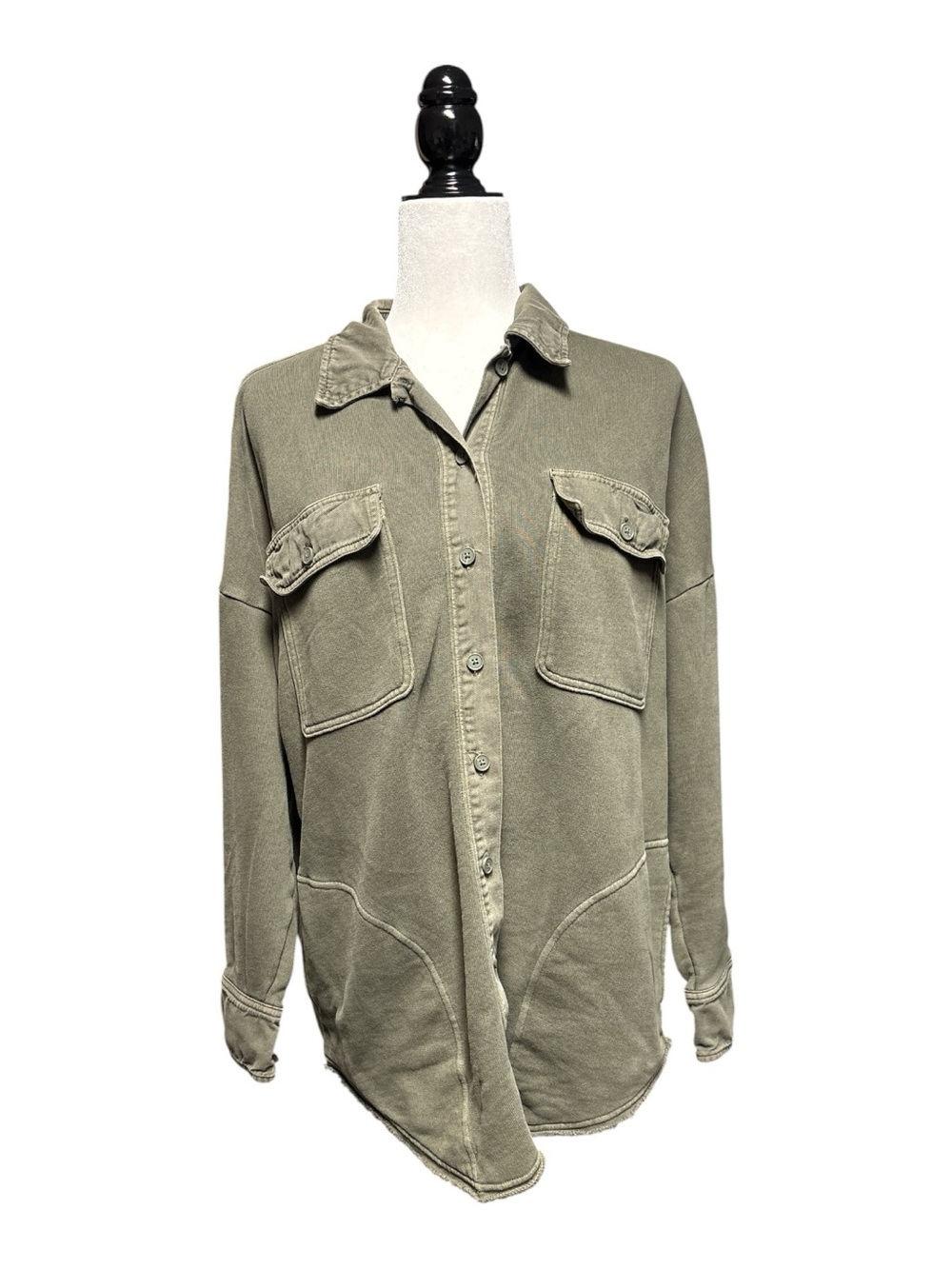 Offline by Aerie Oversized Utility Shacket Shirt Jacket Olive Green S